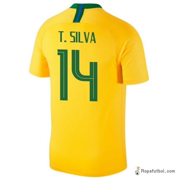 Camiseta Brasil Replica Primera Ropa T.Silva 2018 Amarillo